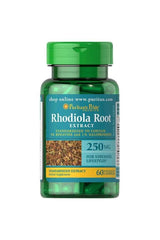 Puritan's Pride Rhodiola Root Extract 250 mg, 60 capsules for stress relief and overall wellness.