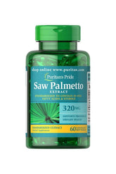 Puritan's Pride Saw Palmetto Extract 320 mg, 60 softgels for prostate and urinary health support.