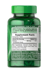 Puritan's Pride Selenium 200 mcg supplement bottle showing directions and nutritional facts.