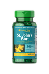 Puritan's Pride St. John's Wort Standardized Extract bottle containing 100 capsules for mental well-being and positive mood.