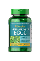 Puritan's Pride Super Strength EGCG 350 mg, 120 capsules, supports antioxidant and heart health.