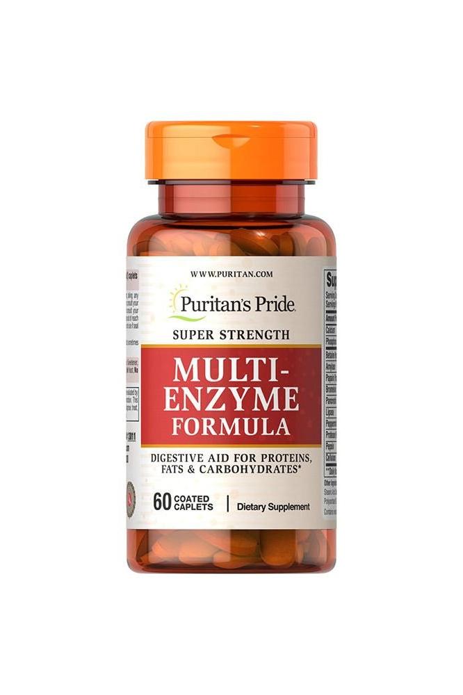 Puritan's Pride Super Strength Multi-Enzyme Formula 60 Coated Caplets for digestive support