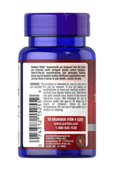 Puritan's Pride Tribulus Terrestris 250 mg supplement bottle, showing back label with ingredients and details.
