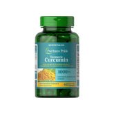 Puritan's Pride Turmeric Curcumin 1000 mg supplement bottle with 60 capsules for antioxidant support.