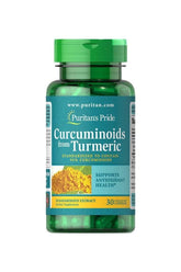 Puritan's Pride Turmeric Curcumin extract 500 mg capsules bottle for antioxidant support - 30 capsules