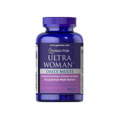 Puritan's Pride Ultra Woman Daily Multi Timed Release, 90 caplet bottle, vitamins tailored for women's health.