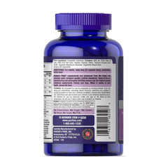 Back view of Puritan's Pride Ultra Woman Daily Multi with supplement facts and usage instructions.