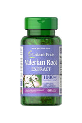 Puritan's Pride Valerian Root 1000 mg softgels, promoting relaxation and better sleep with 90 capsules.