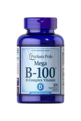 Puritan's Pride Vitamin B-100 Complex bottle with 100 capsules for energy metabolism support