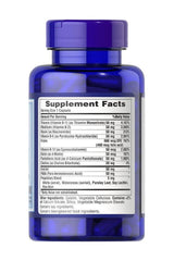 Puritan's Pride Vitamin B-50 Complex bottle with supplement facts label highlighting vitamin B benefits for metabolism and energy.