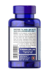 Back label of Puritan's Pride Vitamin B-50 Complex bottle, showing directions and warning information.