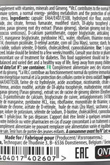 Label of Qnt Men's Multivitamins showing ingredients and nutritional information for 60 capsules.