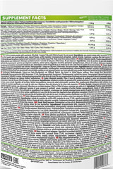 Nutritional information for Qnt Vegan Protein Powder, detailing ingredients and supplement facts.