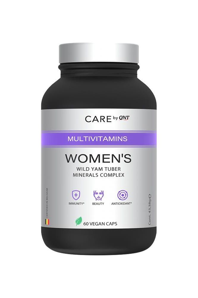 Qnt Women's Multivitamins bottle, 60 vegan capsules, with wild yam and minerals for immunity and beauty.