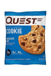 Quest Nutrition Protein Cookie package featuring chocolate chip flavor with 15g protein and low sugar content.
