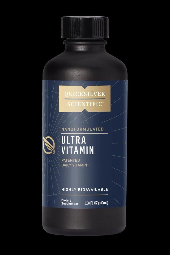 Quicksilver Liposomal Ultra Vitamin 100ml bottle, dietary supplement for enhanced vitamin absorption.