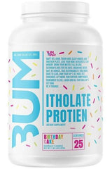 CBUM Itholate Protein Birthday Cake flavor, 25 servings, high-quality whey isolate for muscle recovery.