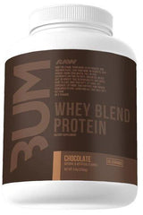 RAW Nutrition CBUM Whey Protein Blend chocolate flavor, 65 servings, high-quality protein for muscle recovery.