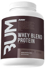 RAW Nutrition CBUM Whey Protein Blend, Cookies & Cream flavor, high-quality protein for muscle growth and recovery.