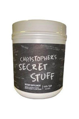 Christopher's Secret Stuff dietary supplement container for enhanced energy and focus.