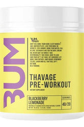 Thavage Pre-Workout supplement in Blackberry Lemonade flavor, designed for explosive energy and superior performance.