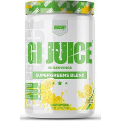 Redcon1 GI Juice Supergreens Blend in Lemon Blast flavor, 432g, supports digestion and boosts immunity.