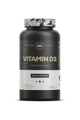 Redcon1 Vitamin D3 supplement bottle for immune support and bone health, 180 capsules.