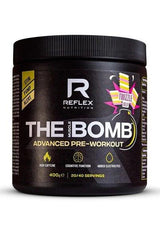 Reflex Nutrition The Muscle Bomb advanced pre-workout supplement in a 400g container for enhanced energy and focus.