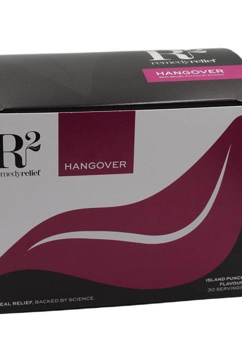 Remedy Relief Hangover Island Punch product box with 30 sachets for hangover symptom relief