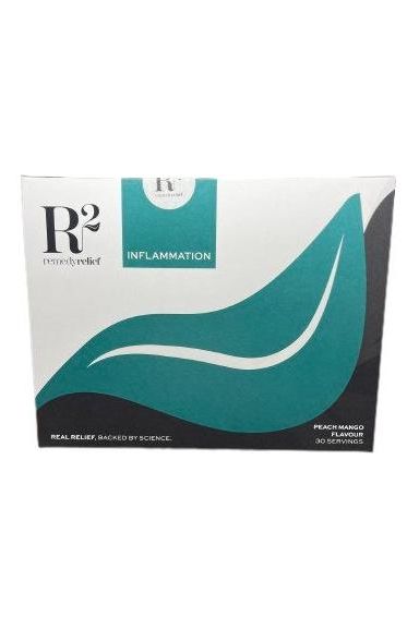 Remedy Relief Inflammation product box in Peach Mango flavor with 30 sachets for pain and recovery support.