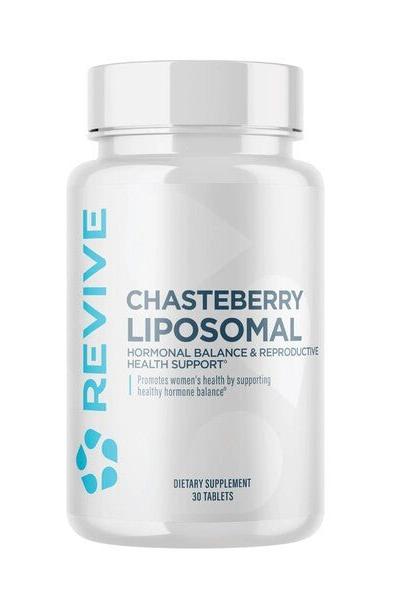 Revive Chasteberry Liposomal dietary supplement for hormonal balance, 30 tablets, promotes women's reproductive health.