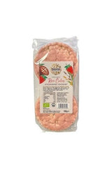 Biona Organic Rice Cakes with strawberry yogurt coating, made from organic ingredients, perfect for snacking.