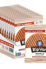 Rip Van Wafels Snickerdoodle, 12 packs of 33g each, low sugar snack with natural ingredients, high fiber, convenient for all ages.