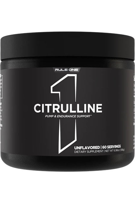Rule One Citrulline supplement jar for improved endurance and recovery, 60 servings, unflavored.