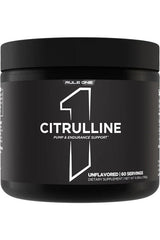Rule One Citrulline supplement jar for improved endurance and recovery, 60 servings, unflavored.