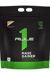 Rule One R1 Mass Gainer pack with 1220+ calories and 40g protein per serving for weight gain.