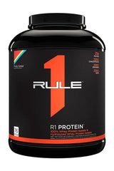 Rule One R1 Protein powder container, featuring 25g protein per serving and zero fillers or gluten.