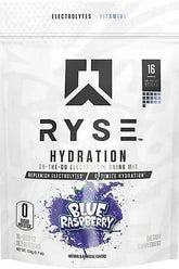 RYSE Hydration Blue Raspberry drink mix, on-the-go electrolyte powder for optimal hydration.