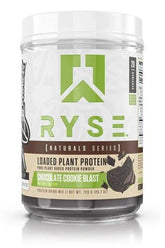 RYSE Loaded Plant Protein Powder in Chocolate Cookie Blast flavor, featuring a complete amino acid profile.