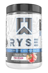 RYSE Loaded Pre-Workout in Pink Splash flavor, designed for energy and focus during workouts.