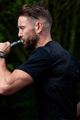 Athlete consuming Science in Sport Beta Fuel Gel during outdoor training, showcasing endurance and performance.