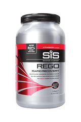 Science in Sport REGO Rapid Recovery strawberry flavor, protein-rich recovery powder for quick muscle recovery.