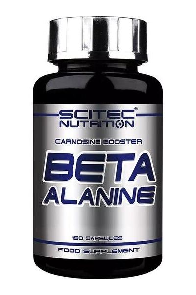 Scitec Nutrition Beta Alanine supplement bottle with 150 capsules for muscle strength and endurance.