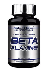 Scitec Nutrition Beta Alanine supplement bottle with 150 capsules for muscle strength and endurance.