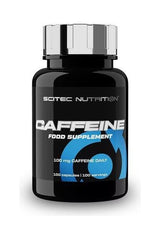 Scitec Nutrition Caffeine supplement bottle with 100mg caffeine, 100 capsules, perfect for precise dosage.