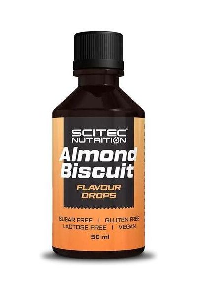 Scitec Nutrition Almond Biscuit Flavour Drops, 50 ml, sugar-free, gluten-free, lactose-free, vegan.