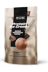 Scitec Nutrition Protein Ice Cream packaging featuring double chocolate flavor and gluten-free label.