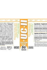 Sculpt UC-II + Calcium supplement label, 60 capsules promoting joint comfort and mobility.