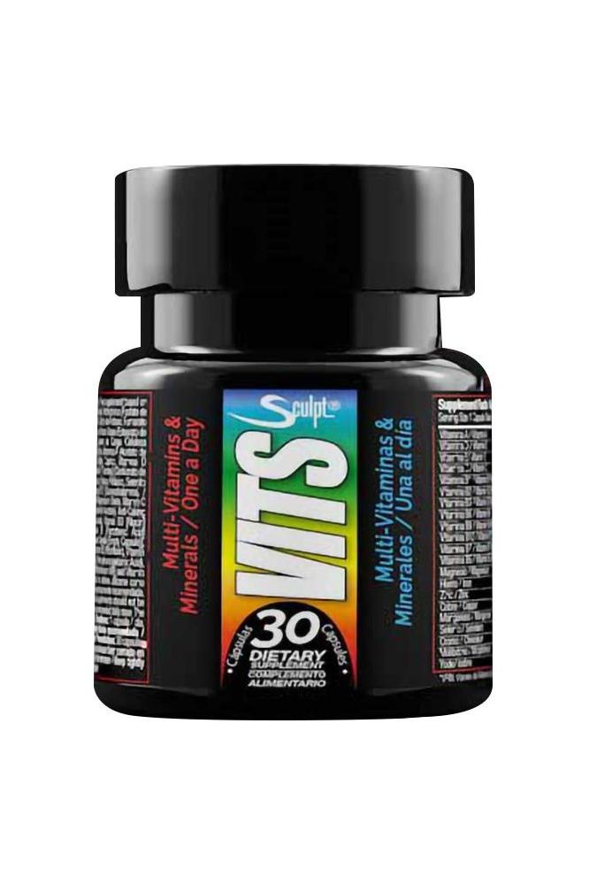 Sculpt Vits & Minerals dietary supplement bottle with 30 capsules for daily energy and immune support.