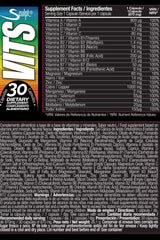 Supplement facts for Sculpt Vits & Minerals, detailing vitamins and minerals in 30 capsules for immune support and energy.